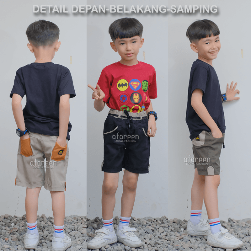 AFAREEN - Chino Short Pants Anak Celana Chinos Stretch Melar Chino Anak Pria Usia 1-8 Tahun