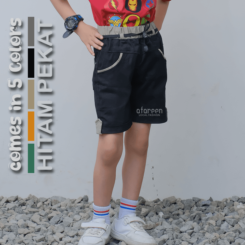 AFAREEN - Chino Short Pants Anak Celana Chinos Stretch Melar Chino Anak Pria Usia 1-8 Tahun