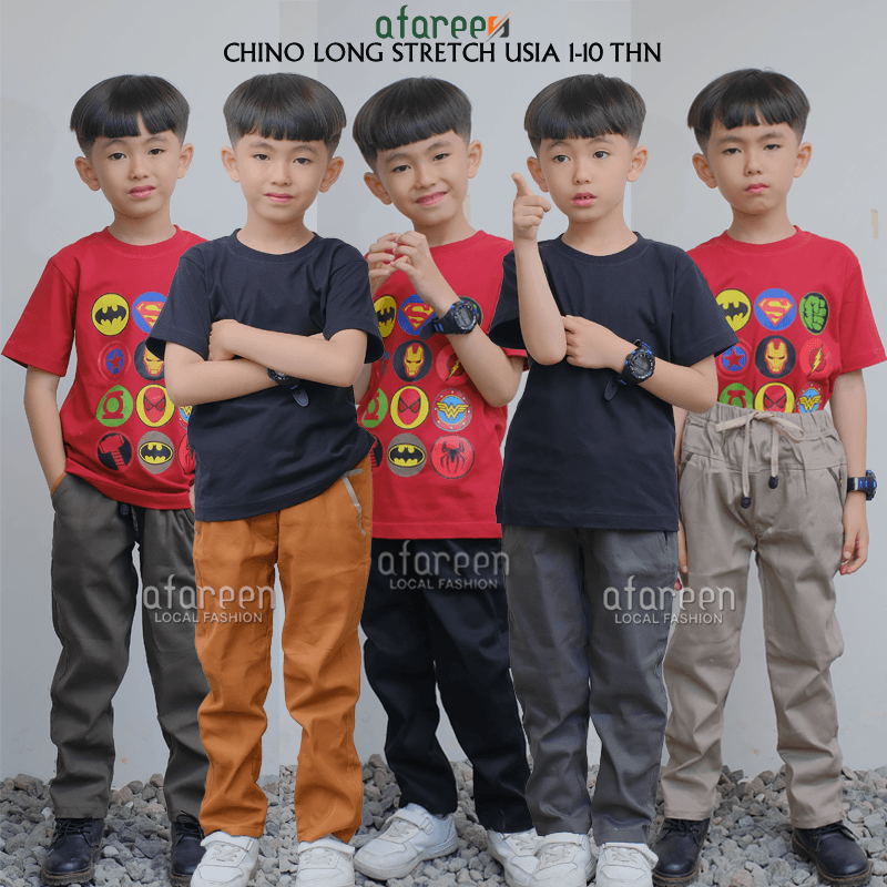 AFAREEN- Chino Long Pants Anak Celana Chinos Panjang Stretch Melar Chino Anak Pria Usia 1-10 Tahun