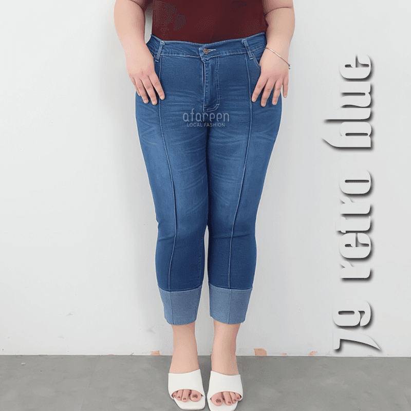 AFAREEN - Celana Jeans 79 Retro Jeans 7/9 Stik Balik Stretch Melar Jumbo Size 35-42
