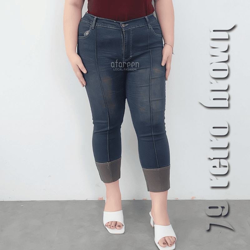 AFAREEN - Celana Jeans 79 Retro Jeans 7/9 Stik Balik Stretch Melar Jumbo Size 35-42