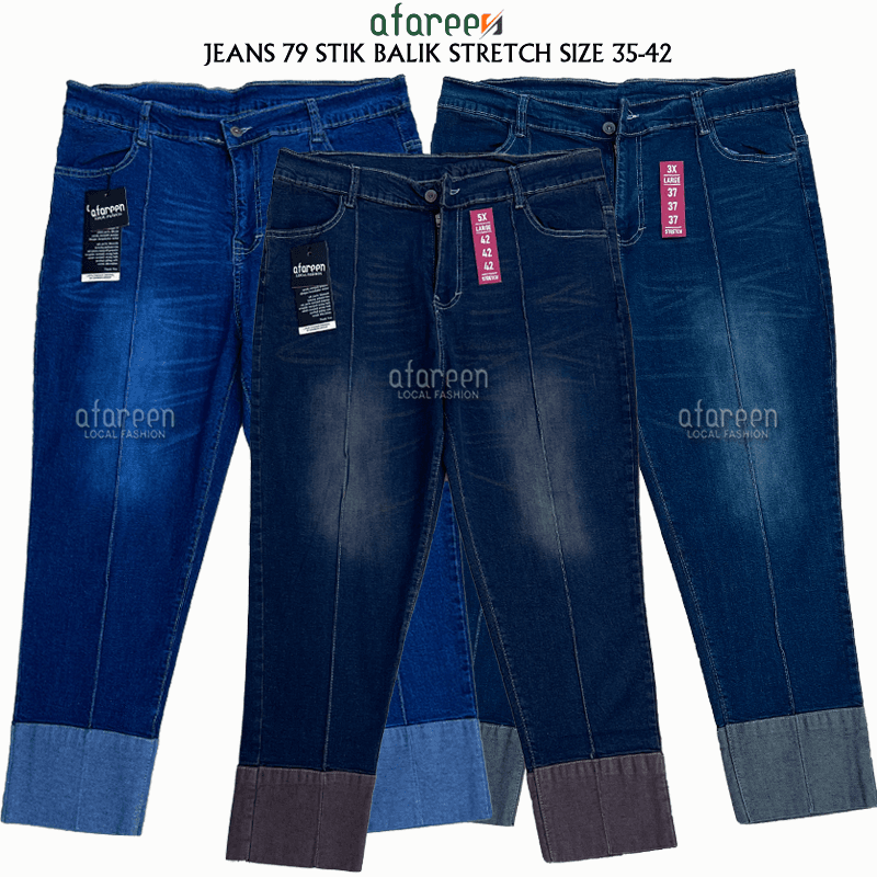 AFAREEN - Celana Jeans 79 Retro Jeans 7/9 Stik Balik Stretch Melar Jumbo Size 35-42