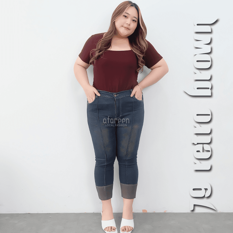 AFAREEN - Celana Jeans 79 Retro Jeans 7/9 Stik Balik Stretch Melar Jumbo Size 35-42